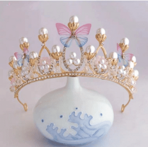 Adorn Your Little One with Elegance: Princess Crown Pearl Butterfly Crown - Perfect for Parties, Photos, and Baby Gift!