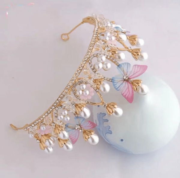 Adorn Your Little One with Elegance: Princess Crown Pearl Butterfly Crown - Perfect for Parties, Photos, and Baby Gift! - Image 2