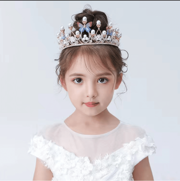 Adorn Your Little One with Elegance: Princess Crown Pearl Butterfly Crown - Perfect for Parties, Photos, and Baby Gift! - Image 3