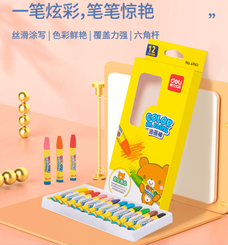 Deli Oil Crayons: Brilliant Colors, Smooth Blending, Hexagon Design for Easy Grip, Washable, and Child-Safe - Top-Quality Artistic Expression! - Image 3